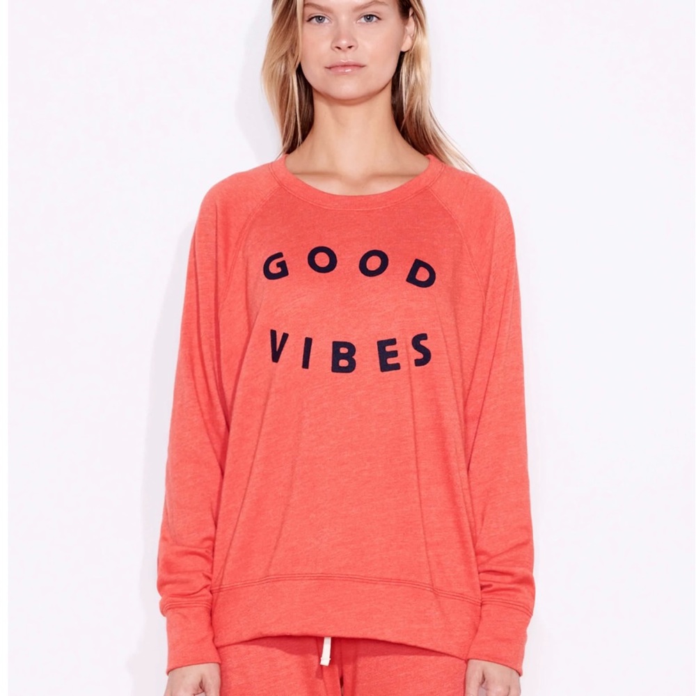 NWT Sundry GOOD VIBES basic pullover in chili - S/1